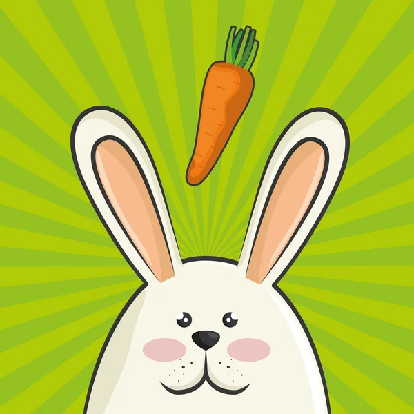 귀여운 토끼와 당근 야채 — 스톡 벡터