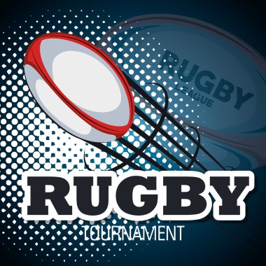 bakcground mavi tasarım ile uçan rugby topu