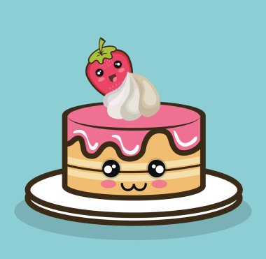 karakter kek çilek pembe tasarımı
