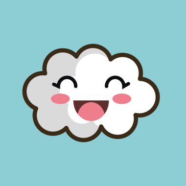 Kawaii bulut gülümseyen gözleri tasarım