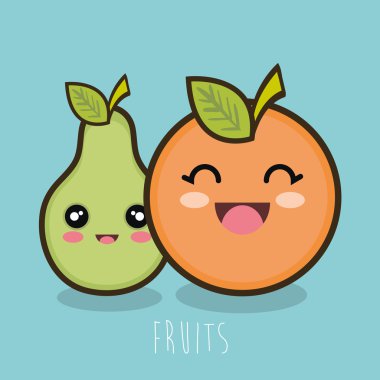çizgi film meyve armut ve turuncu tasarım