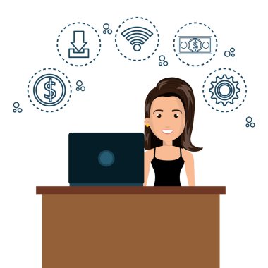 çizgi film kadın Danışma ve dizüstü medya grafik