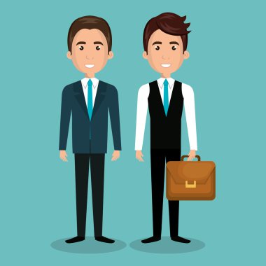 iki işadamı izole portföy ve takım elbise grafikli