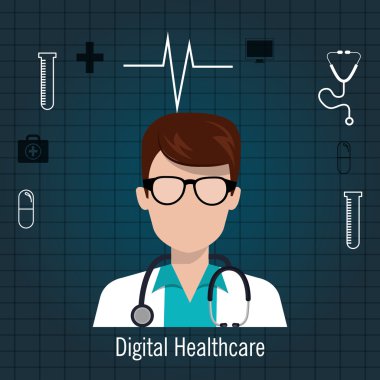 Doktor stetoskop simgesi dijital sağlık