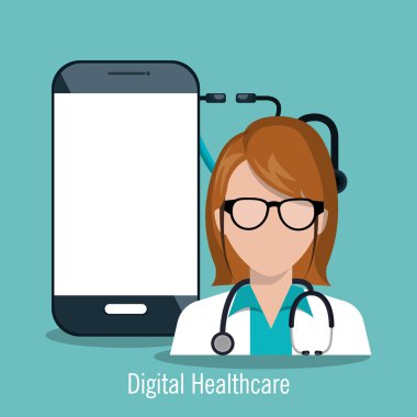 Doktor erkek smartphone dijital sağlık tasarım ile