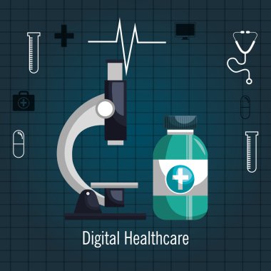 mikroskop ve şişe tıp dijital sağlık