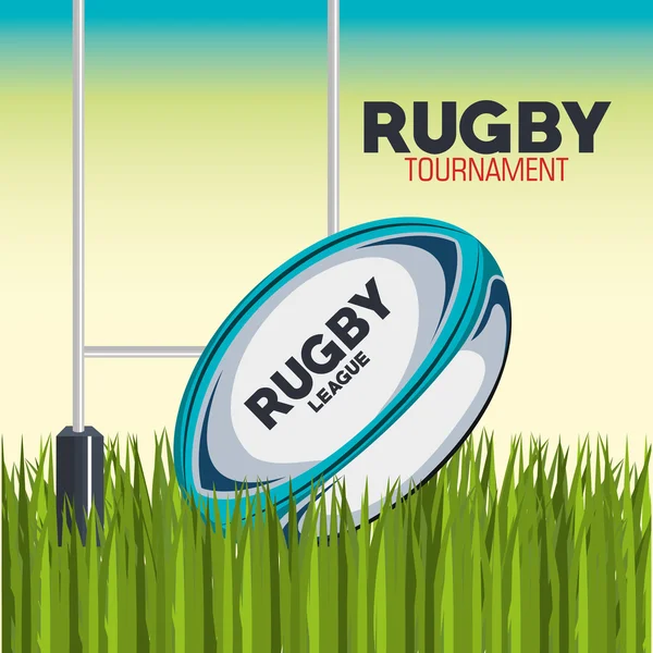 Pelota de rugby con diseño de campo y post-gol — Archivo Imágenes Vectoriales