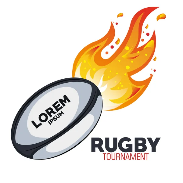 Rugby-Torturnier mit Flammengrafik — Stockvektor
