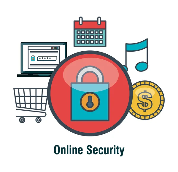 Online security shopping web graphic — Stock Vector