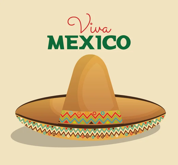 Hat mexican desain warna krem - Stok Vektor