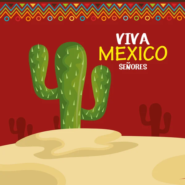 Viva mexico cacto símbolo design — Vetor de Stock