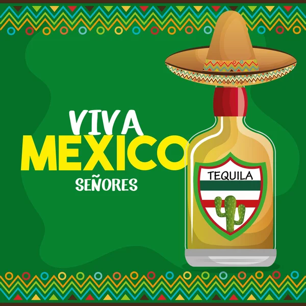 Viva messico tequila cappello grafico — Vettoriale Stock