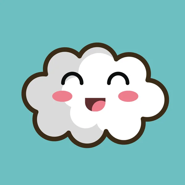 Kawaii nube blanco diseño gráfico aislado — Archivo Imágenes Vectoriales