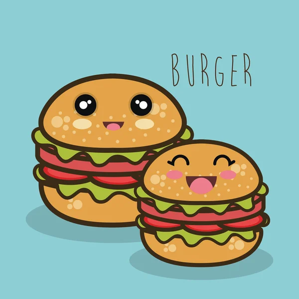 Hamburguesa de comida rápida gráfico de dibujos animados aislados — Archivo Imágenes Vectoriales