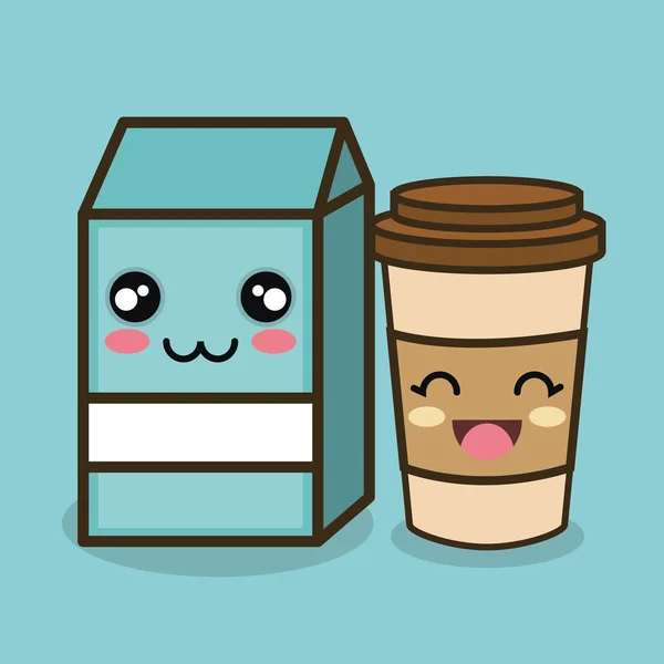 Emotie melk en cup kunststof Characterdesign — Stockvector