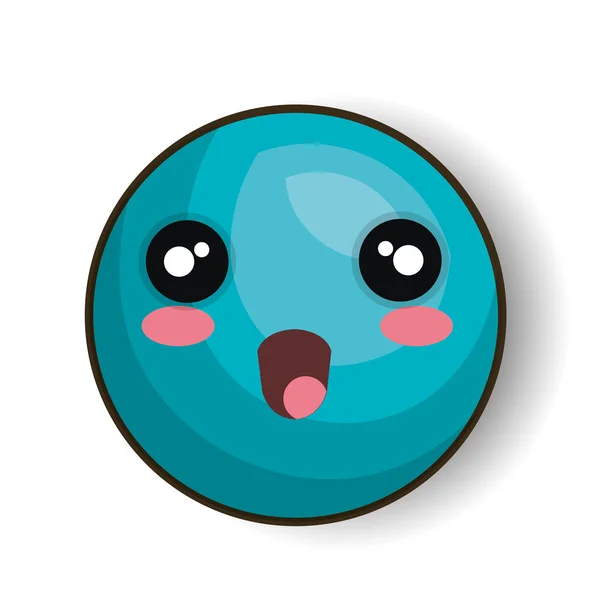 Cartone animato emoji blu sorridente bocca aperta — Vettoriale Stock