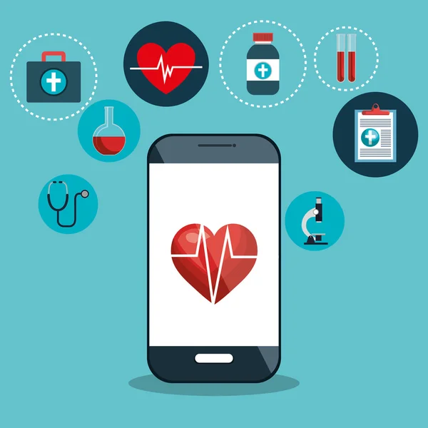 Design gráfico de aplicativos de cardio de saúde digital — Vetor de Stock