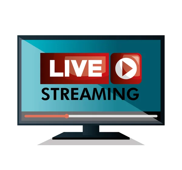 Monitor pc live streaming grafica di design — Vettoriale Stock
