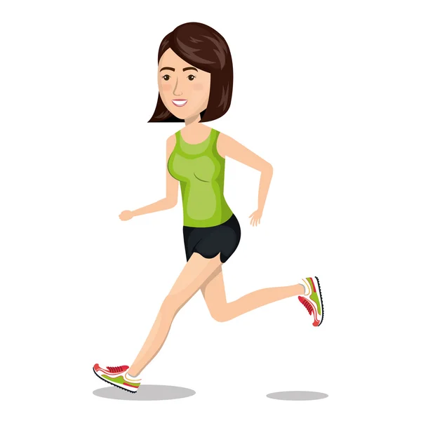 Personagem mulher correndo ícone esporte —  Vetores de Stock