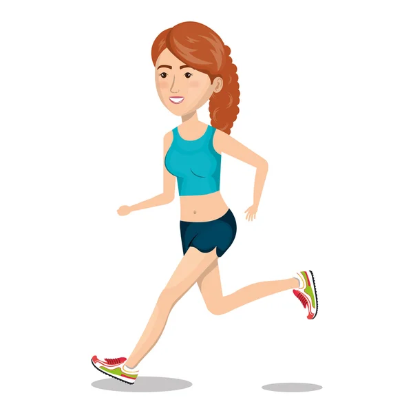 Teken vrouw lopen sport-pictogram — Stockvector