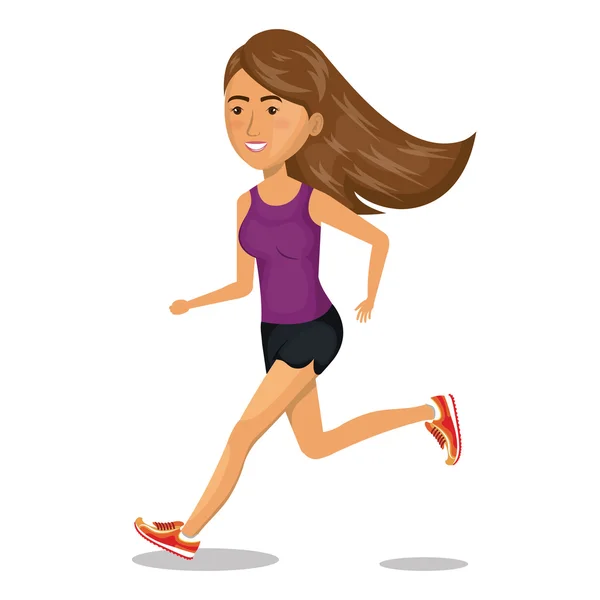 Personnage femme courir sport icône — Image vectorielle