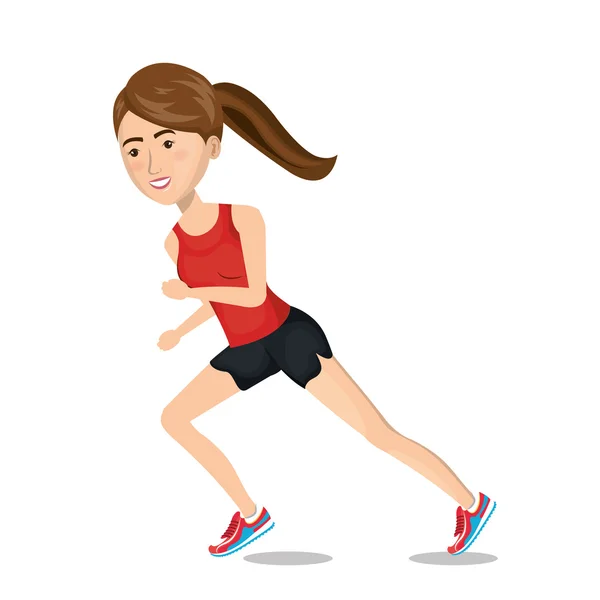 Teken vrouw lopen sport-pictogram — Stockvector