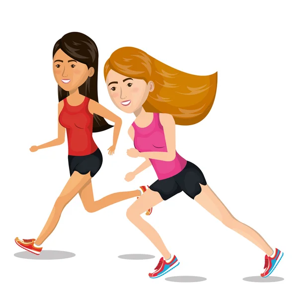 Dziewczyna z kreskówki jazdy graficzny ikona jogging — Wektor stockowy