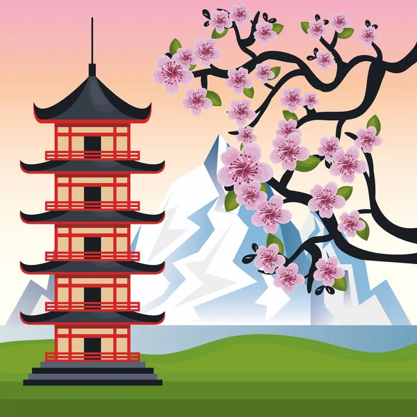 Welcome japan mount fuji design — Stock Vector