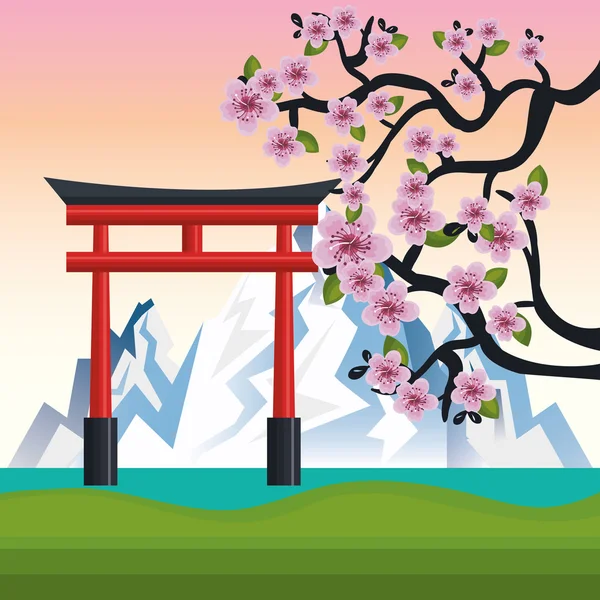 Bienvenue au design japonais fuji mount — Image vectorielle
