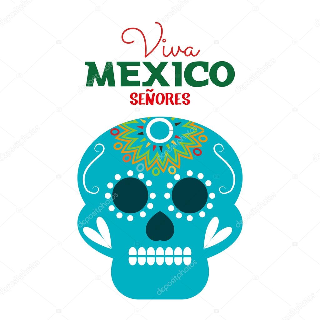day of dead skull mexico festive design