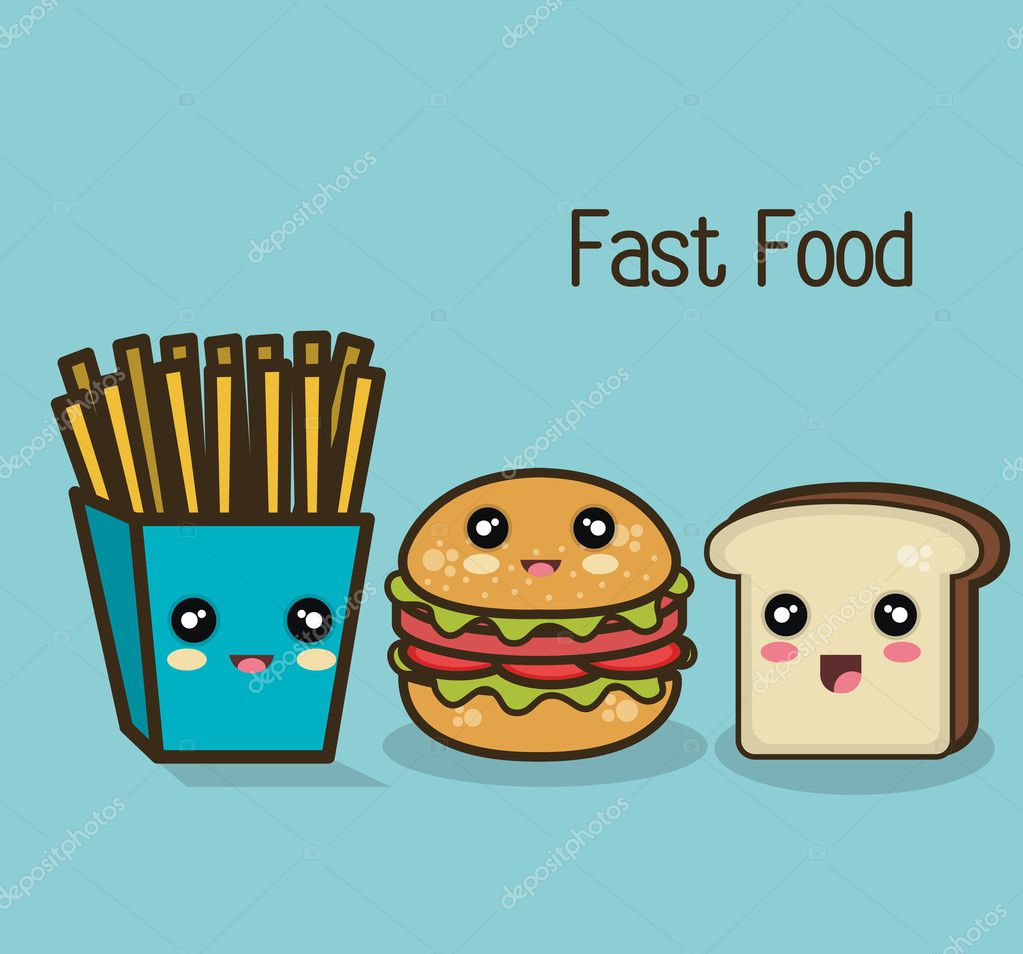 Kawaii fast food burger fries and bread design graphic Stock Vector Image by ©yupiramos #124907008 Kawaii fast food burger fries and bread design graphic Stock Vector Image by ©yupiramos #124907008