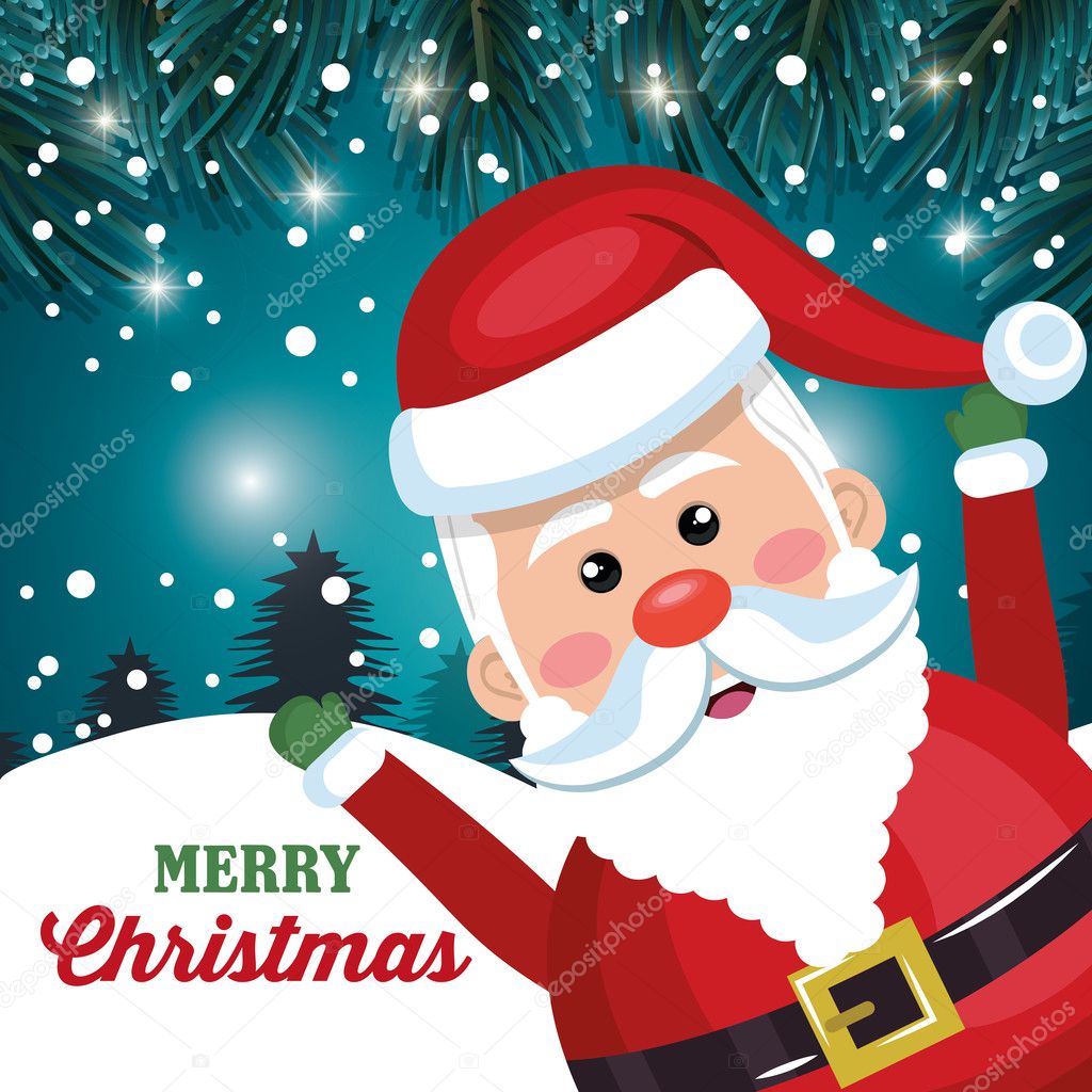 funny santa claus card merry christmas snowfall