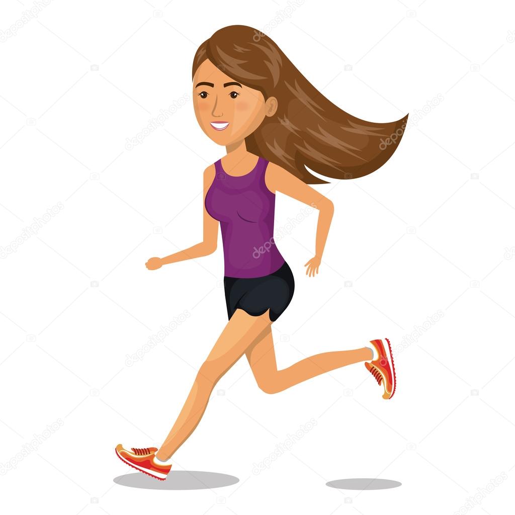 character woman running sport icon