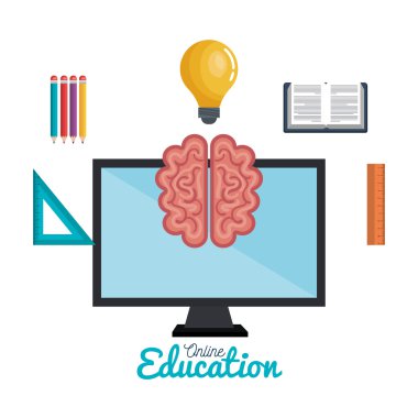 eğitim online bilim zihin simgeler izole mesafe tasarım üzerinde çalışmaya