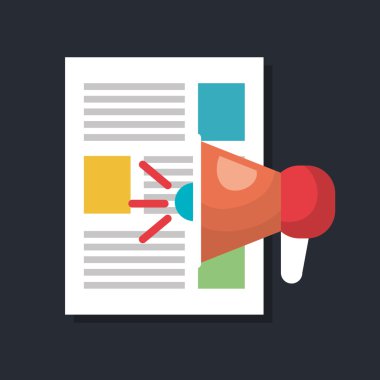 megafon ve kağıt sosyal medya tasarım