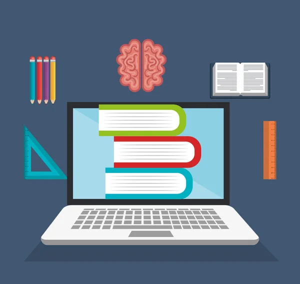E-learning biblioteki wirtualnej edukacji online Projektowanie grafiki — Wektor stockowy