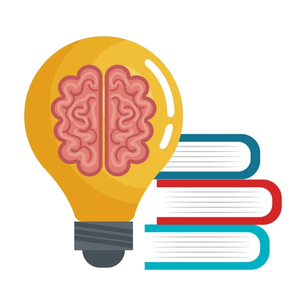 뇌 생각 생각 책, 교육 온라인 그래픽 — 스톡 벡터