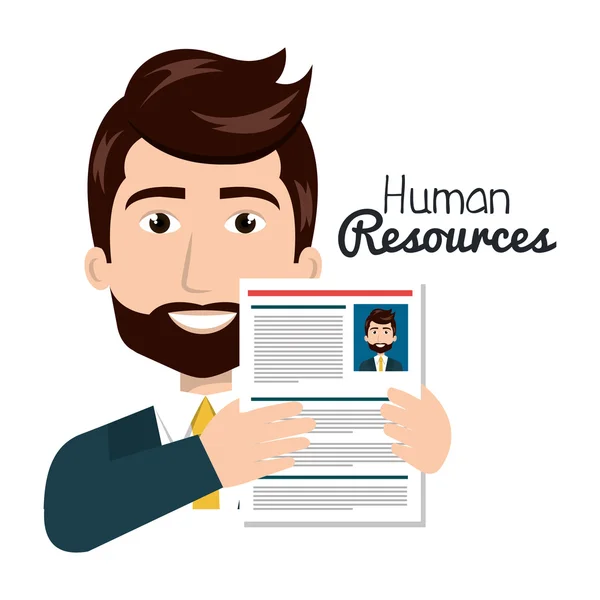 Carácter hombre con recursos humanos cv — Vector de stock