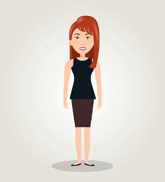 Personagem feminino de pé ícone de recursos humanos — Vetor de Stock