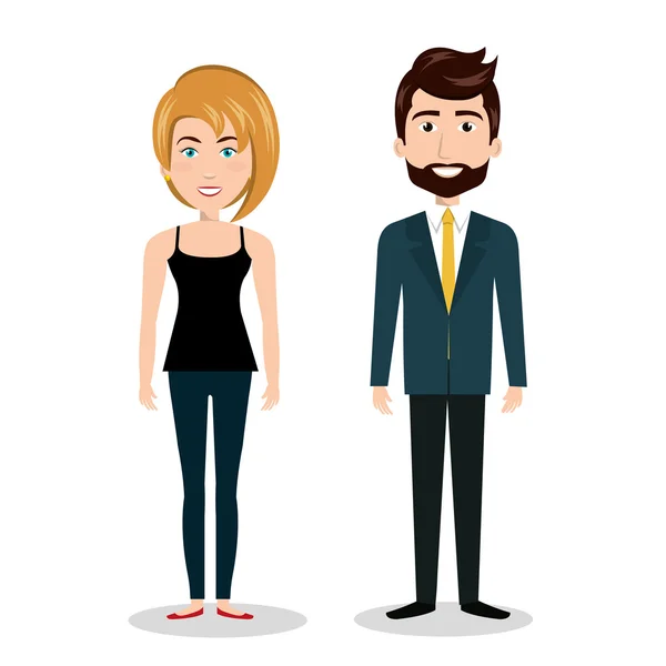 Dibujos animados hombre y mujer de pie, recursos humanos gráfico — Vector de stock