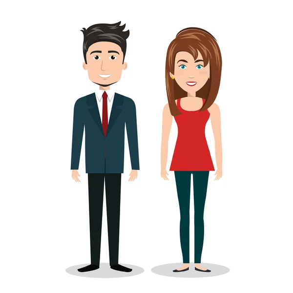 Cartoon man and woman standing, human resources graphic — Stock Vector