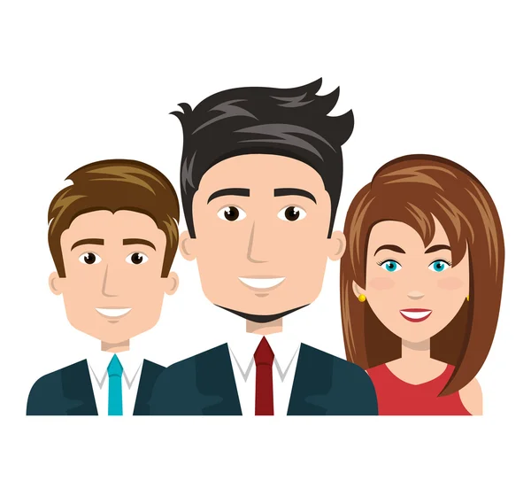 Dibujos animados hombres y mujeres feliz trabajo equipo recursos humanos — Vector de stock