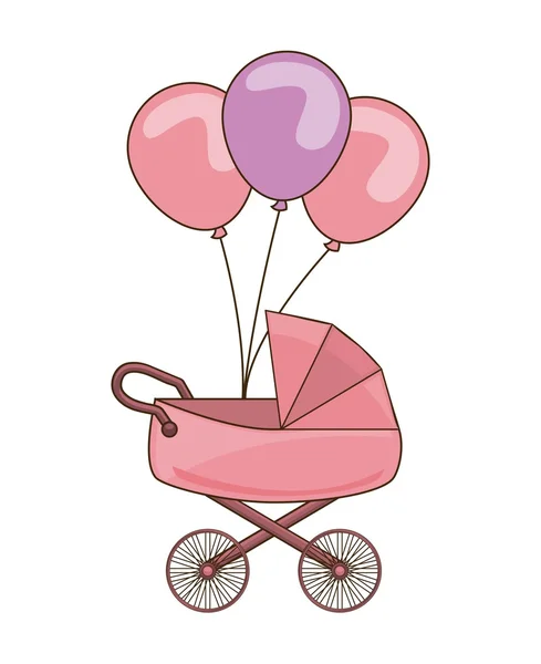 Baby vagn med ballonger part — Stock vektor