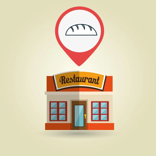 Restaurante edificio comida — Vector de stock