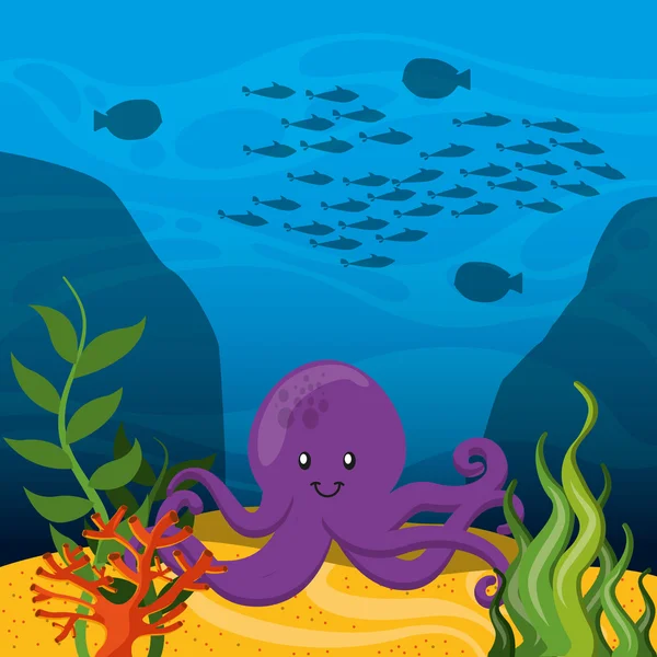 Концептуальный плакат морской жизни — стоковый вектор