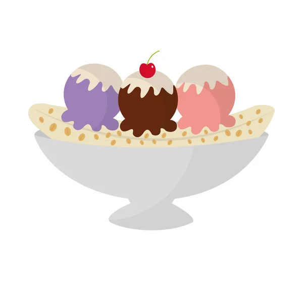 Delicious banana split icon — Stock Vector