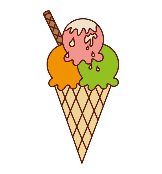 Délicieux cône de crème glacée — Image vectorielle