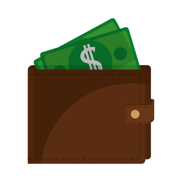 Peněženka s ikonou dolarů — Stockový vektor