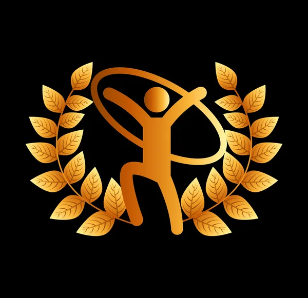 Gouden embleem sport pictogram — Stockvector