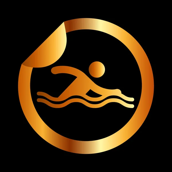 Ícone de esporte emblema de ouro — Vetor de Stock